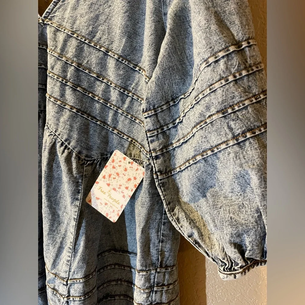 Free People Light Blue Denim Blouse